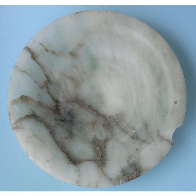 1950s Masterpiece Art Deco Design White Alabaster Chandelier Circular Wooden Frame For Sale - Image 10 of 14