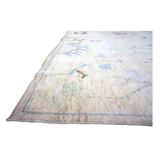 Ivory 21st Century Turkish Oushak Wool 11x15 Ivory, Brown & Slate Blue Handmade Area Rug #1144196 For Sale - Image 8 of 11