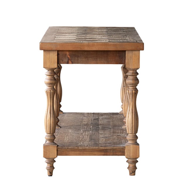 Matthew Izzo Home Bezier Long Recycled Pine Console Table With Hexagonal Designed Top For Sale - Image 4 of 6