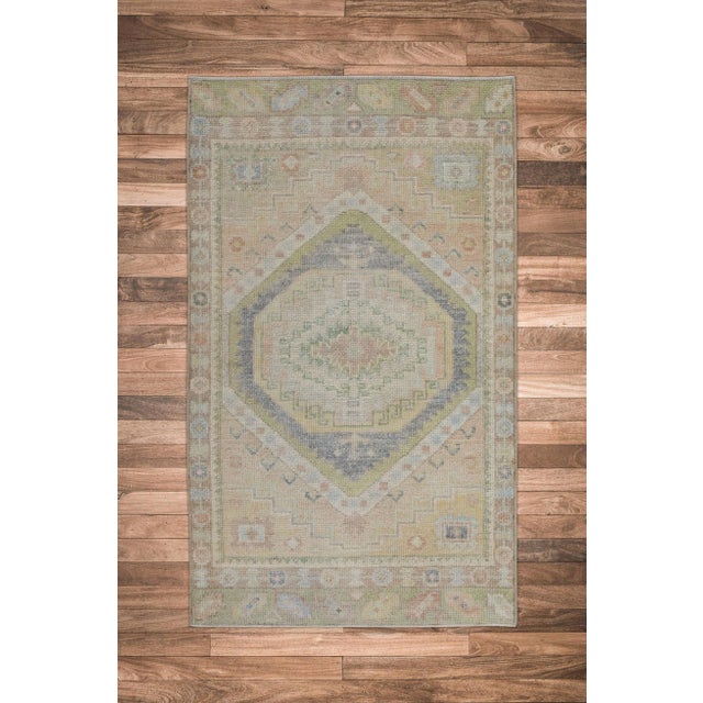 Multicolor Handwoven Modern Turkish Oushak Rug 2'11" X 4'9" For Sale In Houston - Image 6 of 6