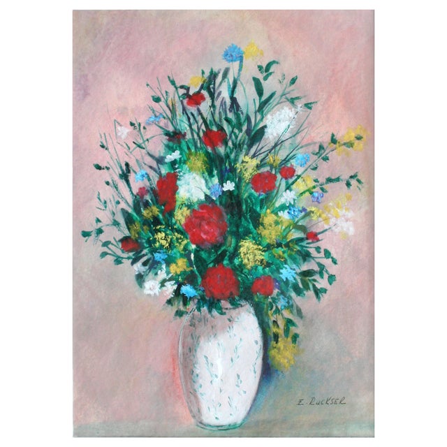 Mid-Century Floral Still Life by E. Ruckser For Sale