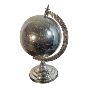 1920s Chrome Art Deco World Globe Desk Accessory