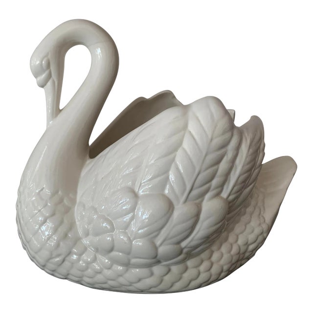 Vintage Ceramic Swan Planter For Sale