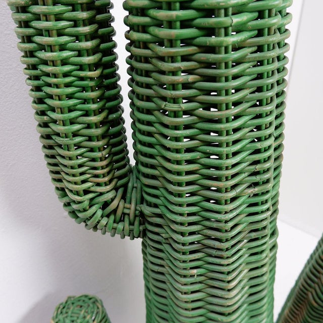 Hand-Woven Rattan Saguaro Cactus Sculpture, 1970s For Sale - Image 11 of 14