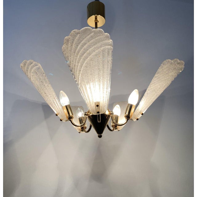 Gold Hollywood Regency Italian Murano Glass Chandelier, 1970s For Sale - Image 8 of 18