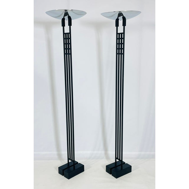 Mid-Century Modern Pair of Floor Lamps/Torchieres by Robert Sonneman for George Kovacs, Usa 1987 For Sale - Image 3 of 12