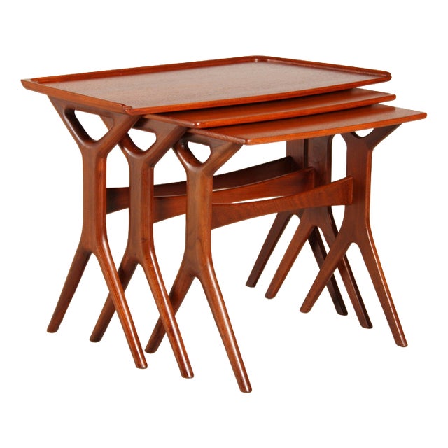 Mid-Century Danish Teak Nest of Tables by Johannes Andersen for CFC Silkeborg, 1960s, Set of 3 For Sale