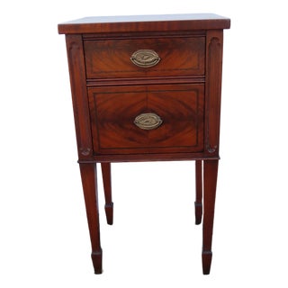 Early 1900s Flame Mahogany Inlay Nightstand Bedside Side End Table 6921 For Sale