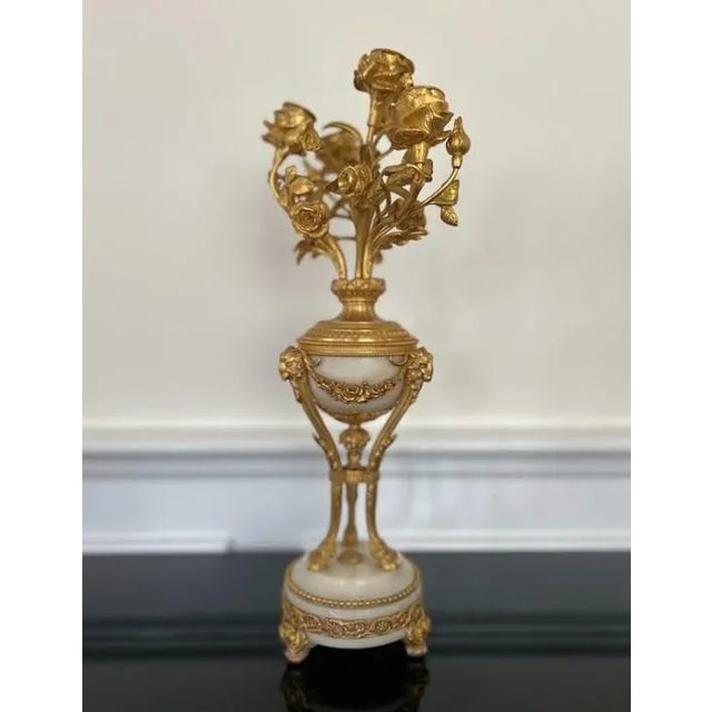 Antique French, Second Empire Bronze Guilt Four-Light Candelabra - Pair For Sale - Image 4 of 7