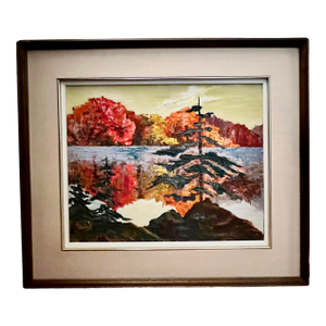“Crimson Reflections” Oil on Board by Margaret Beatty