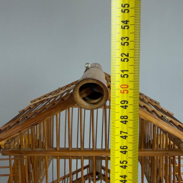 Vintage Architectural Pagoda Aviary Cage in Wood and Bamboo For Sale - Image 10 of 11