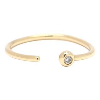 Diamond Negative Space Band Ring, 18k Yellow Gold, Ring Size 6.5 For Sale