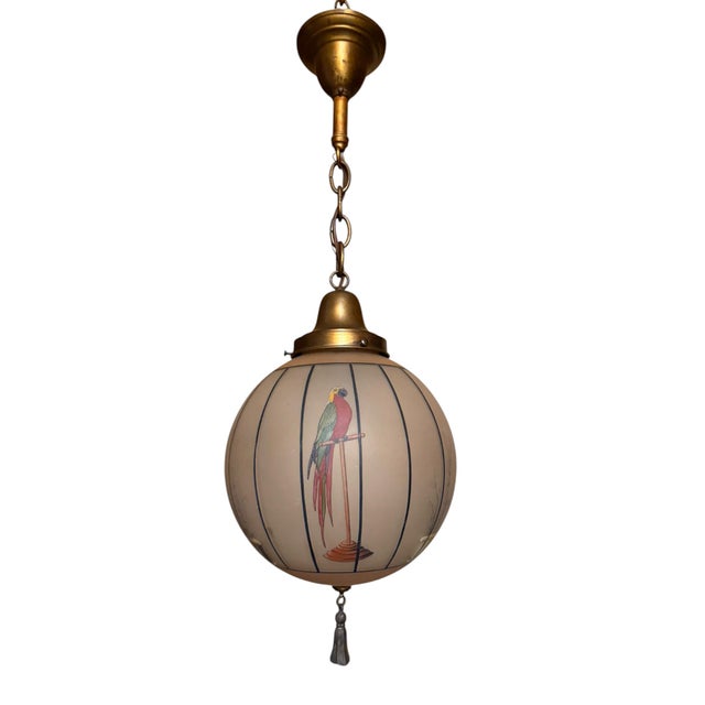 Antique Macaw Painted Art Glass Globe For Sale - Image 9 of 10