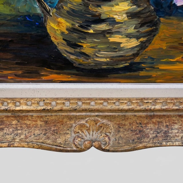 R. Aubry, Bouquet of Delphiniums and Campanulas, 1947, Oil on Canvas, Framed For Sale - Image 11 of 18