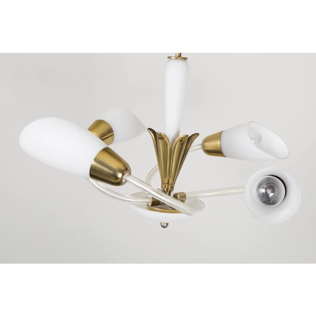 Brass and Glass Chandelier, 1960s For Sale - Image 3 of 6