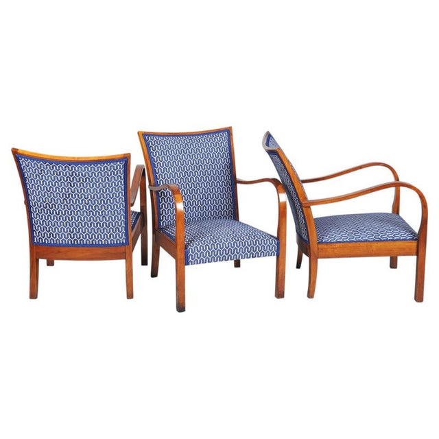 Art Deco Armchairs in Walnut, Czech, 1920s, Set of 3 For Sale - Image 14 of 14