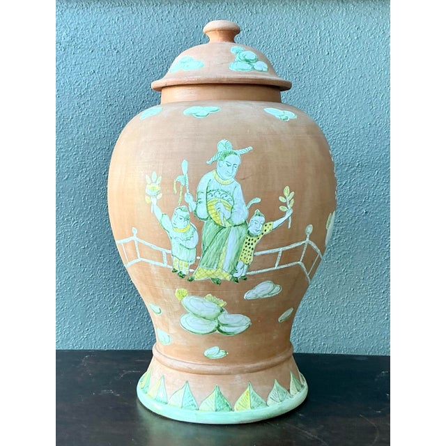 Vintage Regency Chinoiserie Lidded Urn For Sale - Image 10 of 12