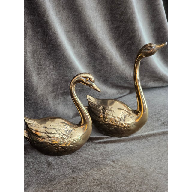 Mid-Century Modern Mid-Century Modern Brass Swan Figures For Sale - Image 3 of 10