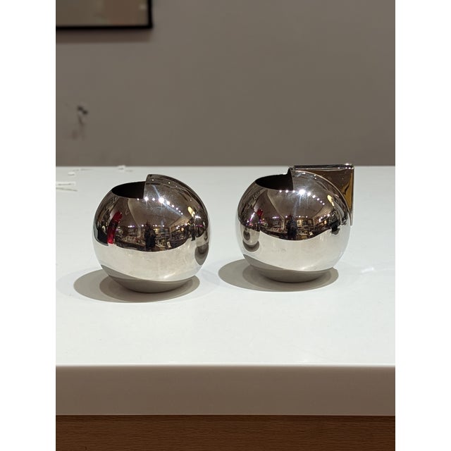 Silver Oliver Hemming Nio Stainless Steel Sugar Bowl & Creamer Set For Sale - Image 8 of 8