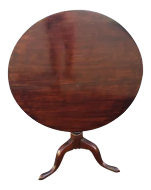 English Mahogany One Board Tilt-Top Pedestal Tea Table Desert Table, Circa 1760s