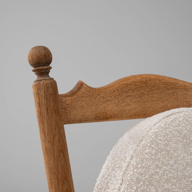 20th Century French Provincial Style Oak Armchair with Sculpted Back and Round For Sale - Image 9 of 18