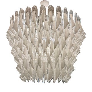 Italian Sculptural Murano Glass Chandelier in White and Clear Glass, 2000s For Sale