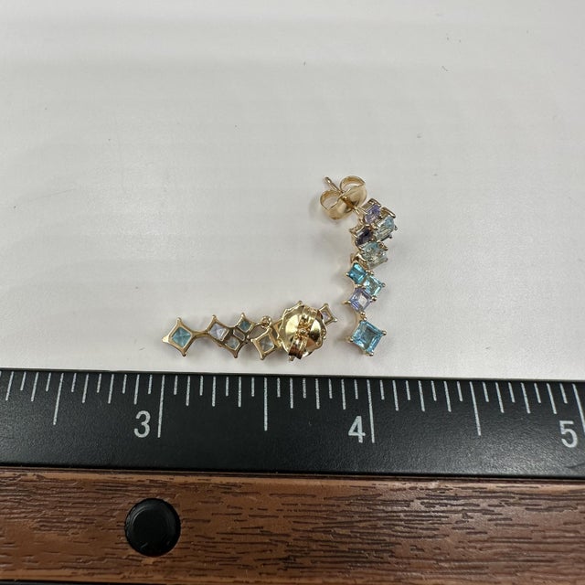 Early 21st Century Multicolor Blue Gemstone Dangle Earrings 10kt Yellow Gold 1.75ctw New, A Pair For Sale - Image 5 of 5