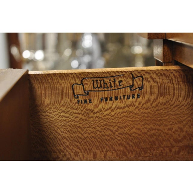 White Vintage Hollywood Regency Cherry Wood 5 Drawer Tall Chest Dresser by White Furn For Sale - Image 8 of 14