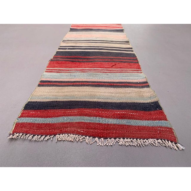 Turkish Narrow Kilim Runner Rug For Sale - Image 3 of 7