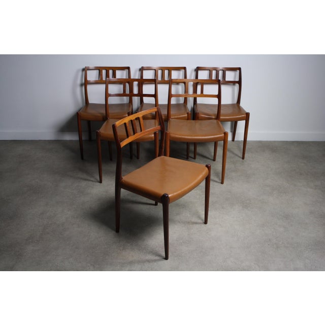Moller #79 Chairs in Rosewood & Original Cognac Leather - Set of 6 For Sale - Image 5 of 6