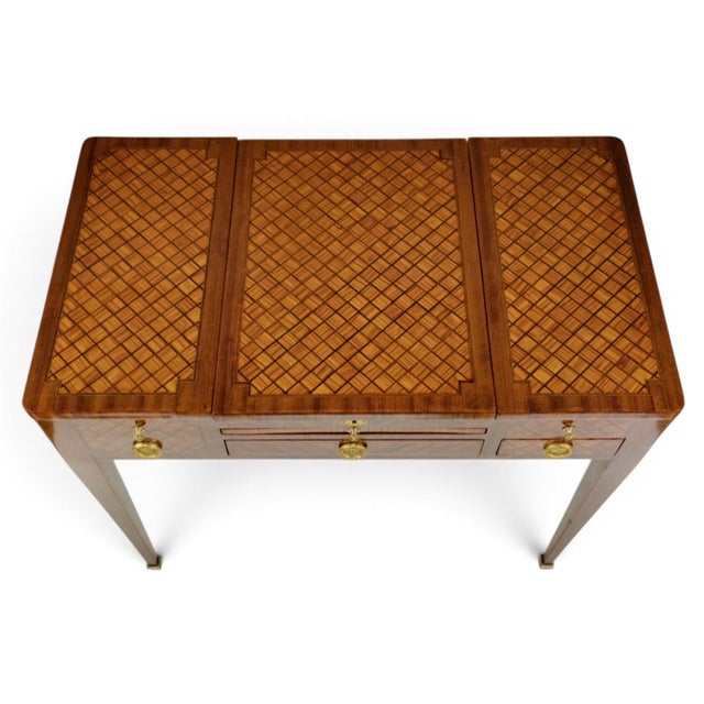 19th Century Antique French Neoclassical Marquetry Dressing Table with Lift-Top Mirror, 1890s For Sale - Image 5 of 18