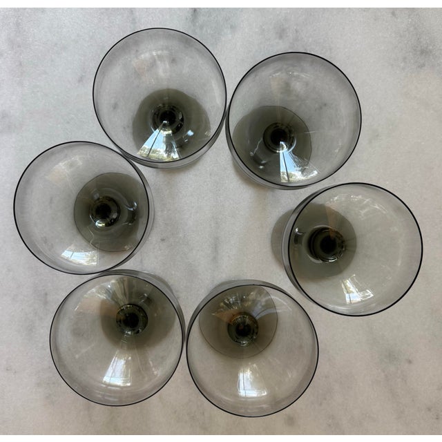 Mid 20th Century Set of 6 Mid Century Orrefors Rhapsody Smoke Champagne Coups For Sale - Image 5 of 7