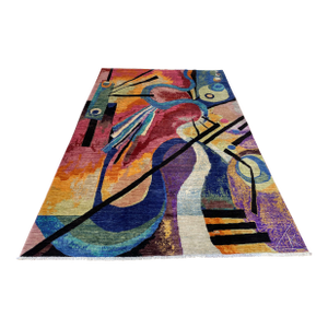 After Wassily Kandinsky Modern Hand-Knotted Wool Rug - 4'3" X 5'7"