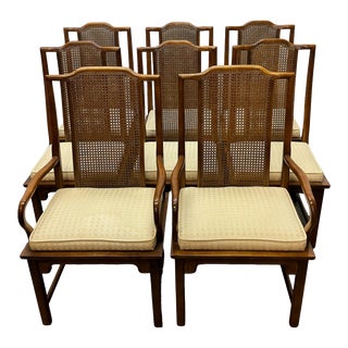 Vintage Century Raymond Sobota Chin Hua Collection Chinoiserie Style Cane Back Dining Chairs - Set of 8 For Sale