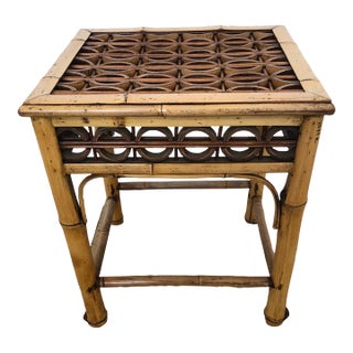 Geometric Bleached Bamboo Side or Drinks Table For Sale