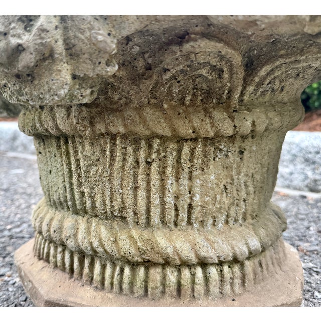 Cast Stone Flower Basket Garden Ornament Sculpture Mid 20th Century For Sale - Image 13 of 18