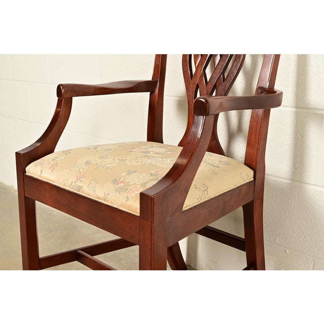Baker Furniture Georgian Carved Mahogany Armchairs, Pair For Sale - Image 9 of 15