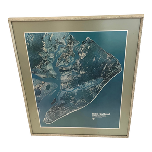 1970s Vintage Framed Map of Hilton Head Island in South Carolina