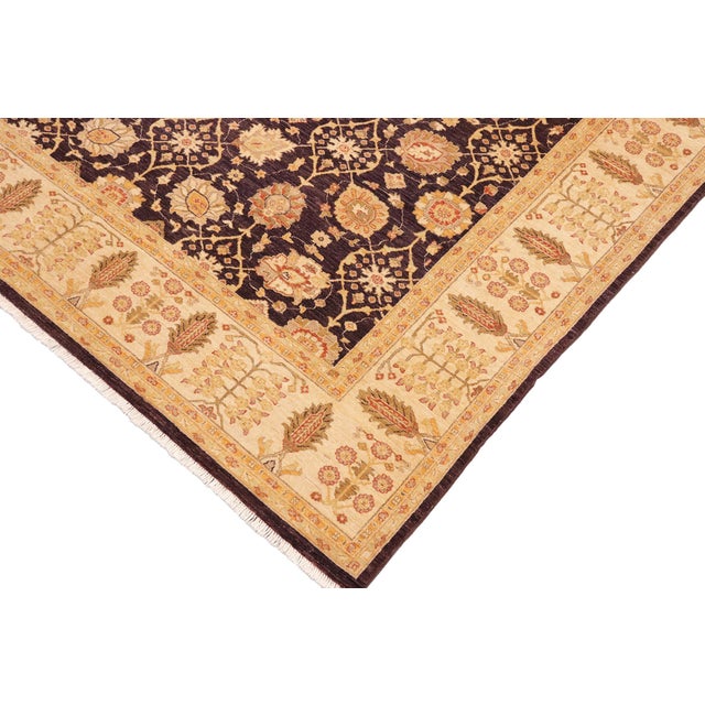 Shabby Chic Oriental Ziegler Aubergine/Beige Wool Rug - 9'0'' X 12'0'' For Sale - Image 4 of 10