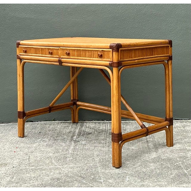 Vintage Pencil Reed Writing Desk For Sale - Image 10 of 12