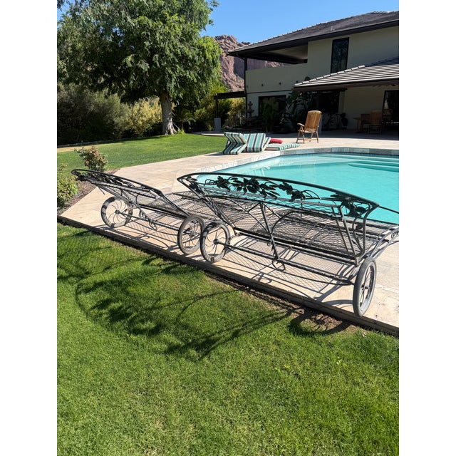 1970s Style Wrought Iron Salterini Double Chase, 2 Pieces For Sale - Image 11 of 12