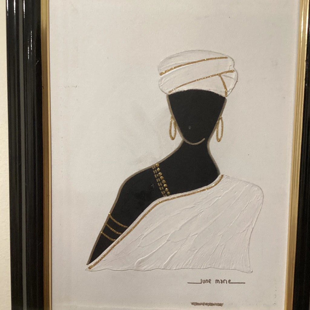 Mid 20th Century June Marie Original Oil on Canvas African 