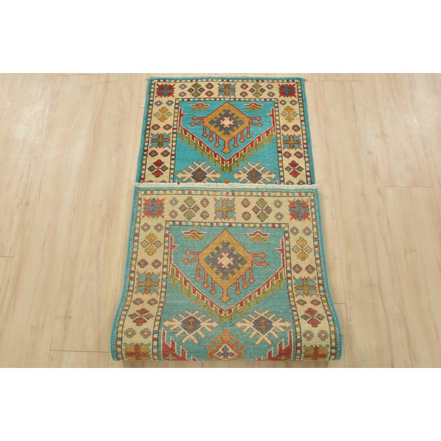 Kazak Runner 2’2” X 6′ Blue Wool Tribal Hand-Knotted Oriental Rug For Sale - Image 11 of 12