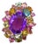 Bochic "Orient" Vintage Multi Tourmaline & Amethyst Ring - 18K Gold & Silver For Sale