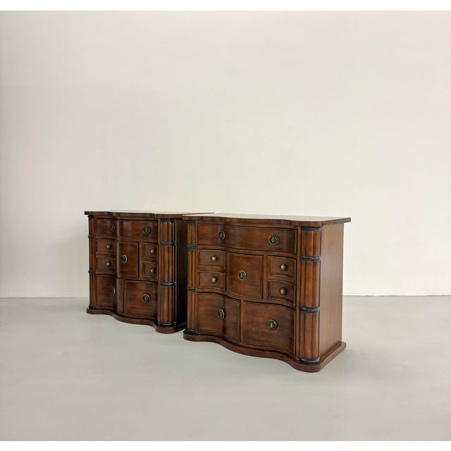 Neoclassical Commode Chests With Cane-Front Drawers - Pair For Sale In West Palm - Image 6 of 8