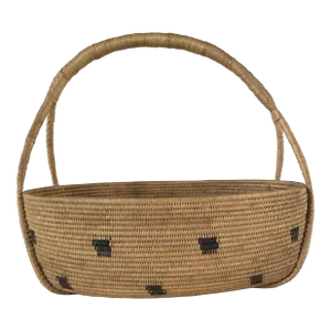 1990s American Handmade Basket With Handles