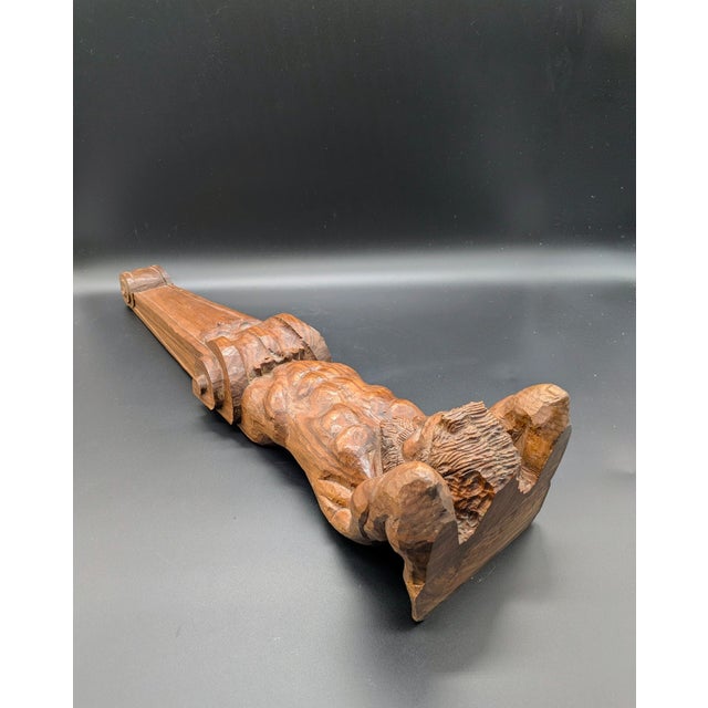 Brown 19th Century Hand-Carved Walnut Architectural/Decorative Atlas Corbel For Sale - Image 8 of 12