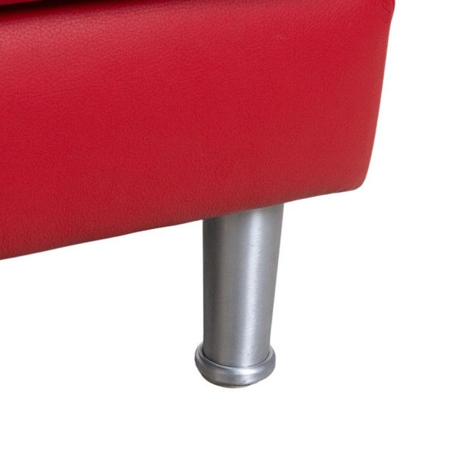 Modern Loop Ottoman in Red Leather from Willi Schillig For Sale - Image 3 of 8