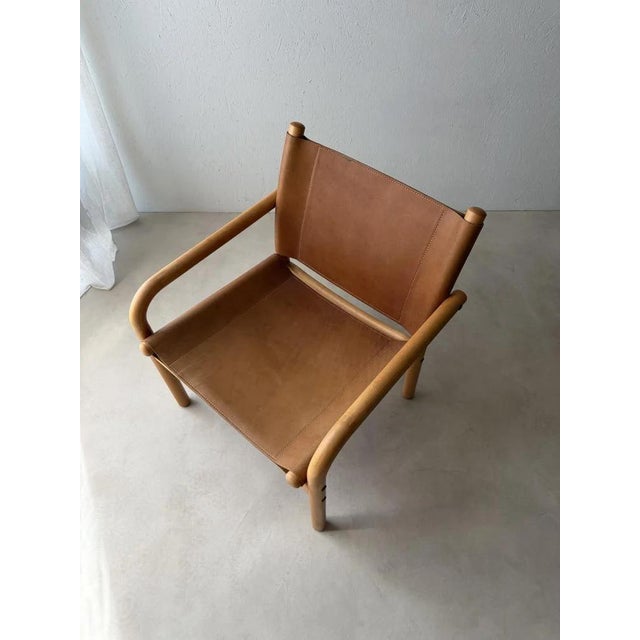 Danish Safari Armchair in Beech Wood and Leather, 1970s For Sale - Image 5 of 12