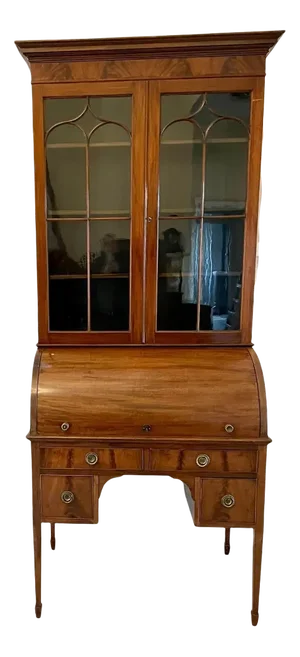 Antique Edwardian Mahogany Cylinder Bookcase